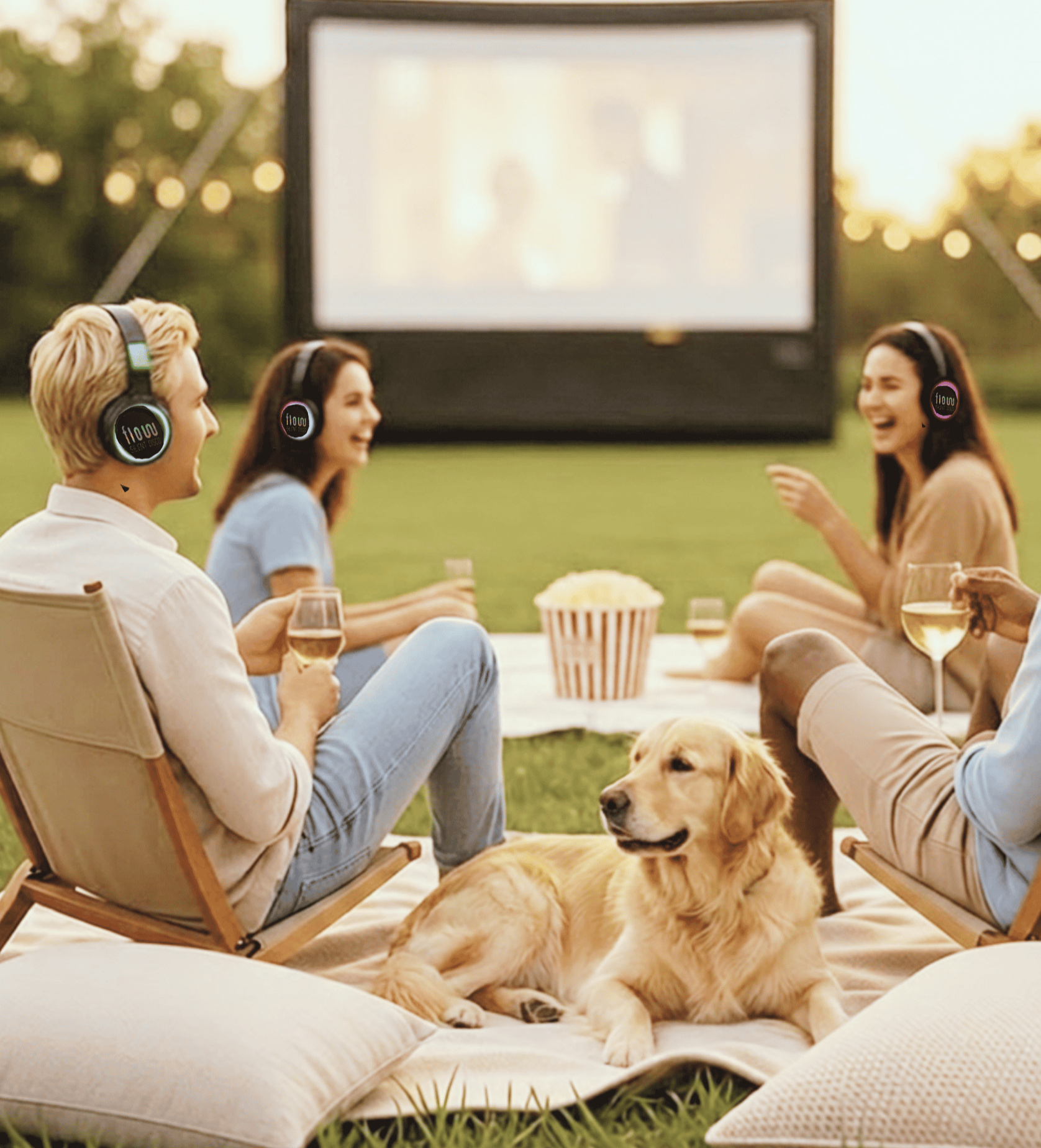 Silent disco outdoor movie night